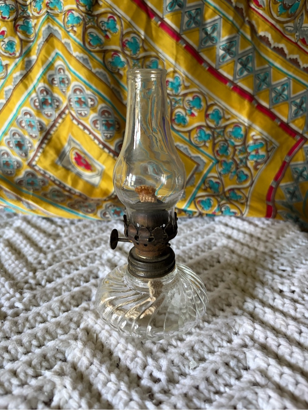 Clear Glass Vintage-Style Oil Lamp - Unbranded